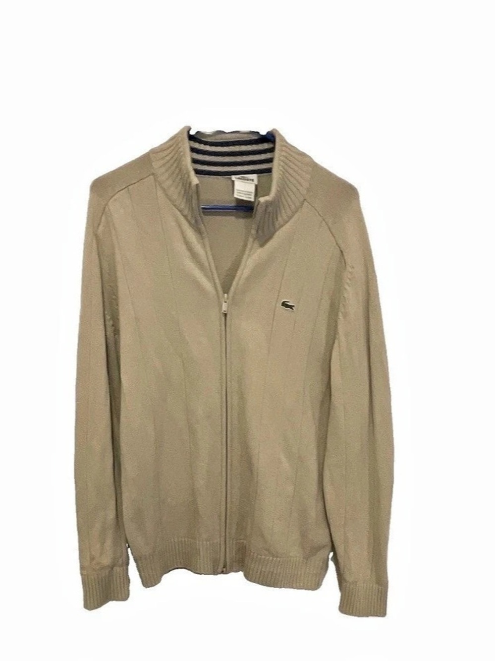 Lacoste Cotton Zip-Up Sweater Beige Size 5
